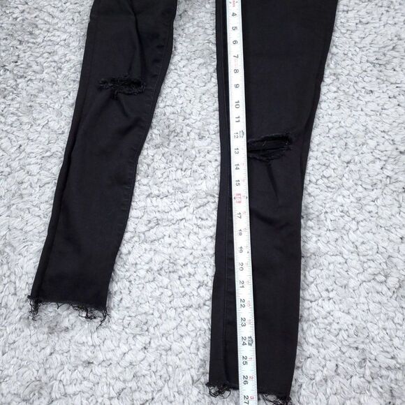 Abercrombie 2 26 Short Ultra High Rise Super Skinny Jeans Black Distressed - Picture 7 of 10